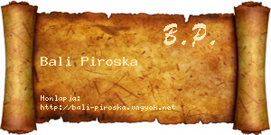 Bali Piroska névjegykártya